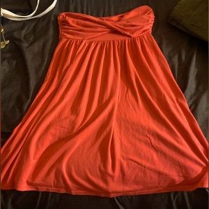 Coral strapless dress